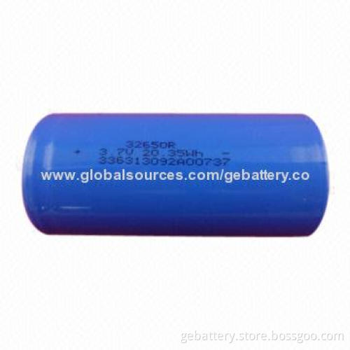 GEB32650 3.7V 3,000mAh Cylindrical Lithium Battery, Sized 32*65mm, 2C Rate Discharge